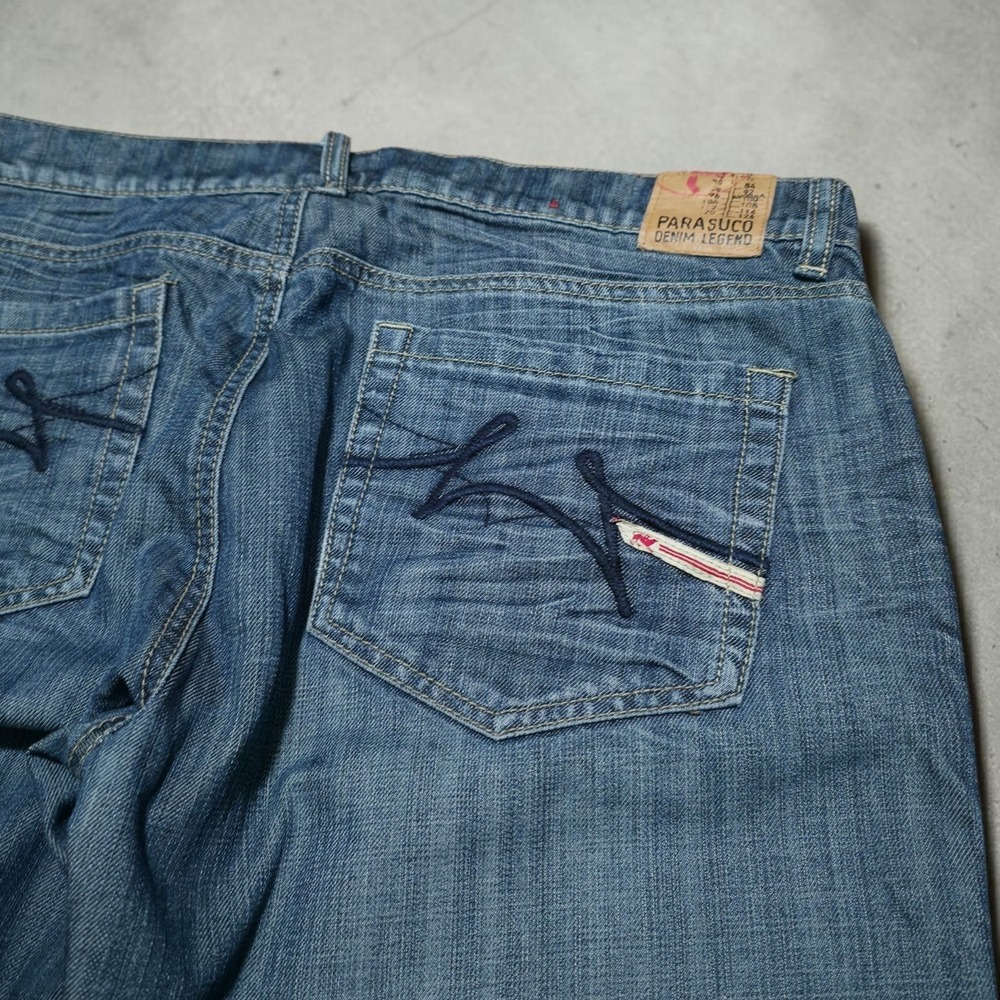 Parasuco Mens Y2K Vintage Flare Jeans Wide Leg Zipper Bootcut Baggy Size 36 x 33